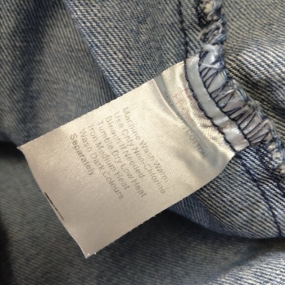 Samantha Sipos Women’s XS  Embroidered Girls Blue Gingham Distressed Jean Jacket - Picture 7 of 7